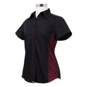 Chef Works CSWC BME XS Women Universal Contrast Shirt, Black / Merlot 