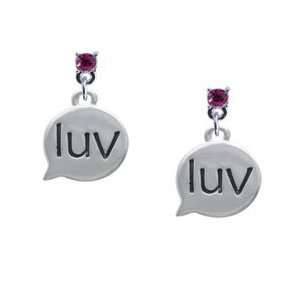 luv   Love   Text Chat Hot Pink Swarovski Post Charm Earrings [Jewelry 