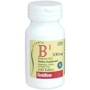  Vitamin B 1 TAB 100MG WHITE G/L 100Tablets Health 