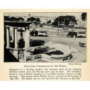  1937 Print Singapore Asia Crossroads Raffles Square Place 