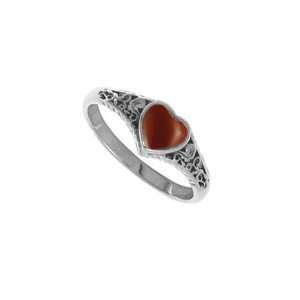  Boma Sterling Silver Carnelian Heart Ring: Jewelry