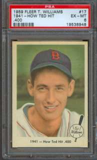 1959 FLEER#17 TED WILLIAMS  1941  HOW TED HIT .400 RED SOX EX MT 6 