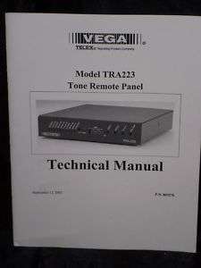 Vega Tone Remote Panel Technical Manual PN 803570  