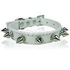 11 White Leather Spiked Studded Dog Collar Small XS Chihuahua