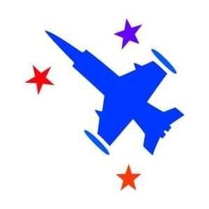  Tattoo Stencil   Fighter Jet w/ Stars   #327 Health 