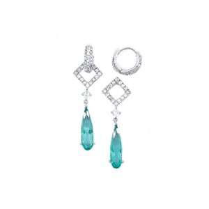  Sterling Silver White and Teal Blue Color Cubic Zirconia 