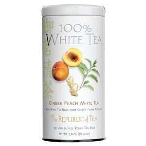 The Republic of Tea, Ginger Peach 100% White Tea, 50 Count:  