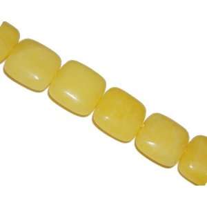 : Bright yellow jade square, 15x15mm, sold per 16 inch strand.: Arts 