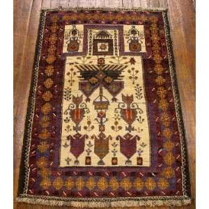   Knotted Balouch. prayer rug Persian Rug   46x211: Home & Kitchen