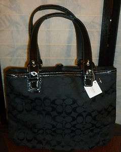   F17401 Signature North South Tote in Black MSRP $348 Authentic  