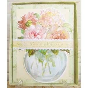  Carol Wilson Vased Flowers Glittered Die Cut Boxed Note 