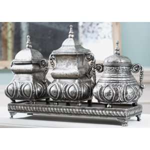  Set of 3 Egg & Dart Design Decorative Boxes Canisters with 