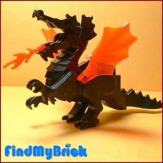 N605A Lego Animal Black Dragon Orange Wings & Flame NEW  