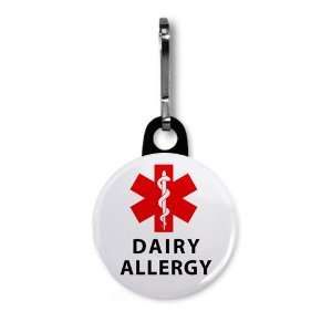 DAIRY ALLERGY Red Medical Alert 1 inch Zipper Pull Charm
