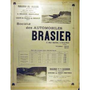  1911 Advert Brasier Automobiles Boats Prix French