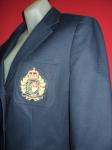   Navy Blue Gold Crested Logo Buttons Jacket Blazer Coat Large~~  