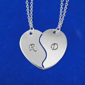  Breakable Heart Necklace with Initial Engraving Jewelry