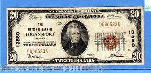 20 THE NAT BNK OF LOGANSPORT INDIANA CHARTER 13580 F+  