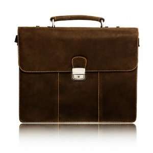   Oil Tanned Leather Briefcase with Strap and Lock: Office Products