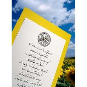  Wedding Invitations Kit: Lemon Yellow with Topaz Brown 