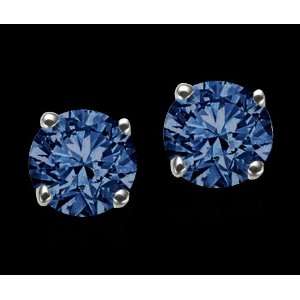   carats blue diamond stud earrings round ear ring: Everything Else