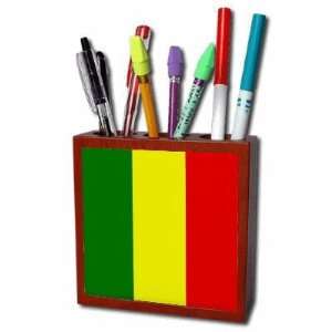  Mali Flag Mahogany Wood Pencil Holder