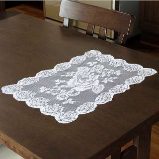 PCS Vintage White Lace Rose RUNNER Tablecloth Cloth  