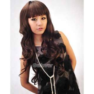 New Fashion Fluffy Curly Long Wavy Hair Wigs with Neat Bang 3/4 Fall 