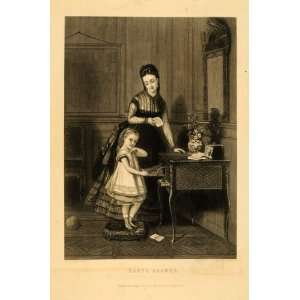   Victorian Fashion Dress Furniture   Original Print Engraving Home
