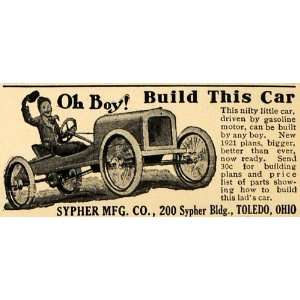  1921 Ad Sypher Gasoline Motor Car Built by Boy for Boy 