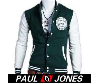 PJ 2011 New Mens Slim Fit Button Stylish Baseball Hoodies Jacket Coat 