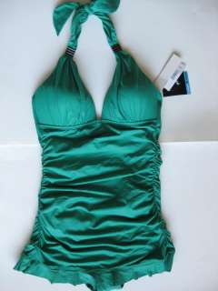 Kenneth Cole tummy control swimdress swimsuit S L BRIGHT GREEN  