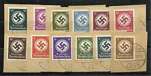 GERMANY, Official Stamps, Swastikas 1942 on Pieces Scott no. O92 103 
