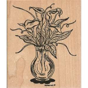  Vase of Calla Lily Flowers Wood Mounted Rubber Stamp 