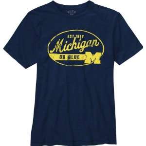  Michigan Wolverines Navy Whiffle Dyed Slub Knit T Shirt 