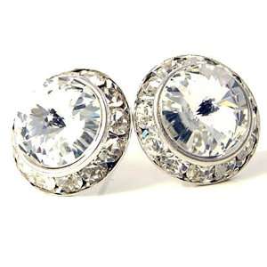  Swarovski Crystal Clear Rondelle Stud Earrings Fashion 