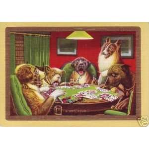   1930s Wide Linen Dogs Playing Cards Swap Playing Card 