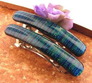 Set of 2 Dichroic Glass Barrettes  