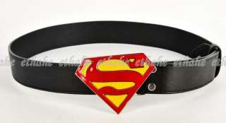 Superman Buckle Leather like Waist Belt Black E1G1UX  