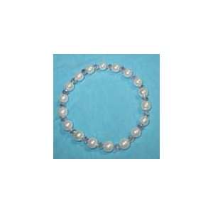  Magnetic Hematite Bracelet White Pearl Swarovski 