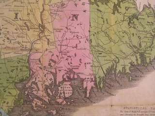Sumner 1834 New England folding pocket map hand colored  