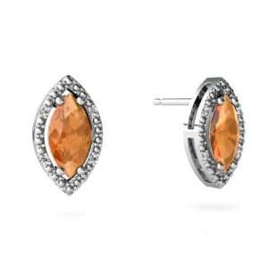  14K White Gold Marquise Fire Opal Earrings Jewelry