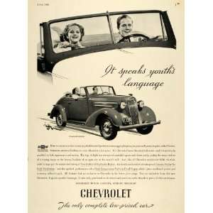  1936 Ad Chevrolet Motors Cabriolet Car Teenager Driving 