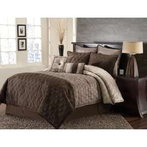  8pc Oversized California King Hamilton Taupe/Brown Comforter 