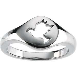 STERLING SILVER DOVE RING RELIGIOUS OLIVE BRANCH PEACE  