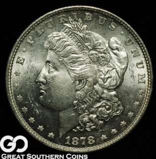 1878 7/8TF Morgan Silver Dollar NEAR GEM BU ** FIRST YEAR ISSUED 