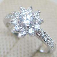 Size6 CUTE NICE CLEAR WHITE FLOWER 5*5mm GEMSTONE JEWELRY RING R1329 