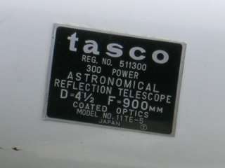 Tasco Reflector Telescope 11TE 5 300 X + manual, charts  