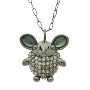   Mouse Big Ears Charm Pendant with Fancy Color Diamonds: Jewelry