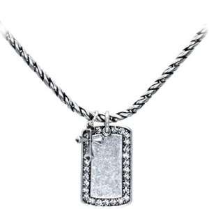   : Oxidized Sterling Silver Stigma Gem Cross ID Tag Necklace: Jewelry